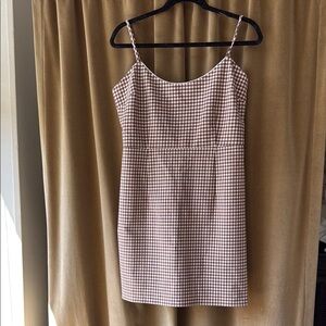 Urban Outfitters Brown Checkered Spaghetti Strap Dress
